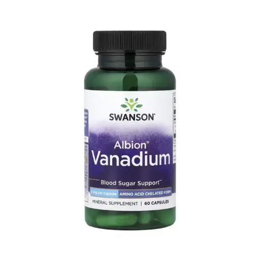 [087614021010] Swanson Vanadio Albion, Refuerzo Para La Glucemia, 5 Mg, 60 Cápsulas 