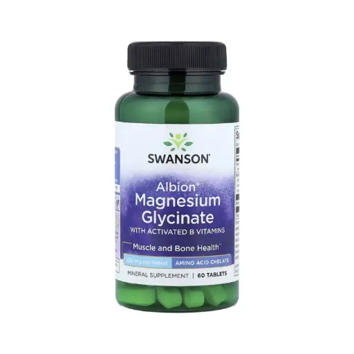 [087614027180] Swanson Glicinato De Magnesio Con Vitaminas B Activadas Albion, Salud Muscular Y Ósea, 60 Tabletas