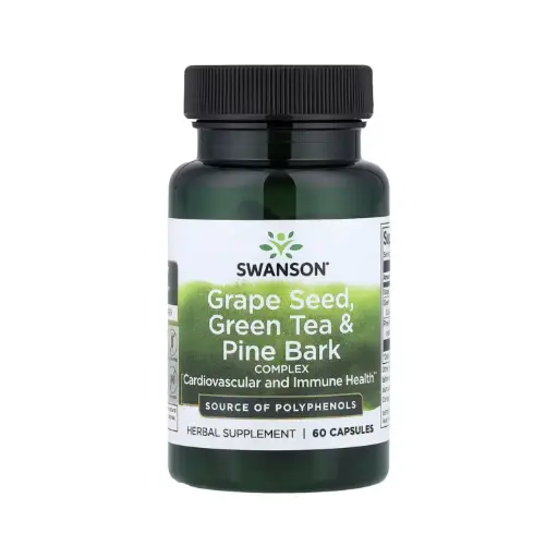 [087614110240] Swanson, Semilla De Uva, Complejo De Té Verde Y Corteza De Pino, Salud Cardiovascular E Inmunitaria, 60 Cápsulas