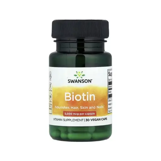 [087614112398] Swanson Biotina, Nutre El Cabello, La Piel Y Las Uñas 5000 Mcg, 30 Cápsulas Veganas