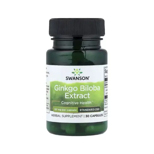 [087614112428] Swanson Extracto De Ginkgo Biloba, Estandarizado, Salud Cognitiva 60 Mg, 30 Cápsulas