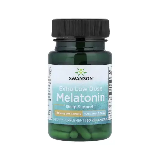 [087614116488] Swanson Melatonina, Dosis Ultrabaja, Refuerzo Para El Sueño 500 Mcg, 60 Cápsulas Veganas