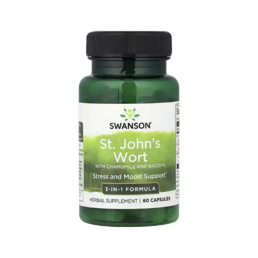 [087614117065] Swanson Hierba De San Juan Con Manzanilla Y Bacopa, Mejora El Estado De Ánimo Y Reduce El Estrés 60 Cápsulas 