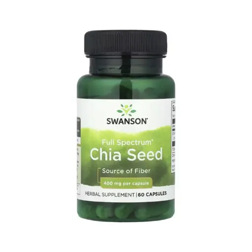 [087614111650] Swanson Semilla De Chía Full Spectrum, Fuente De Fibra, Proteína, Calcio Y Ácidos Grasos Esenciales 400 Mg, 60 Cápsulas