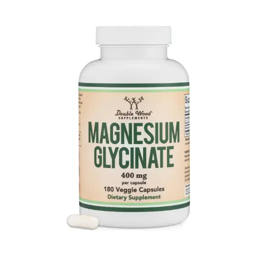 [850033272215] DOUBLE WOOD Magnesium Glycinate - 180 x 400 mg capsules