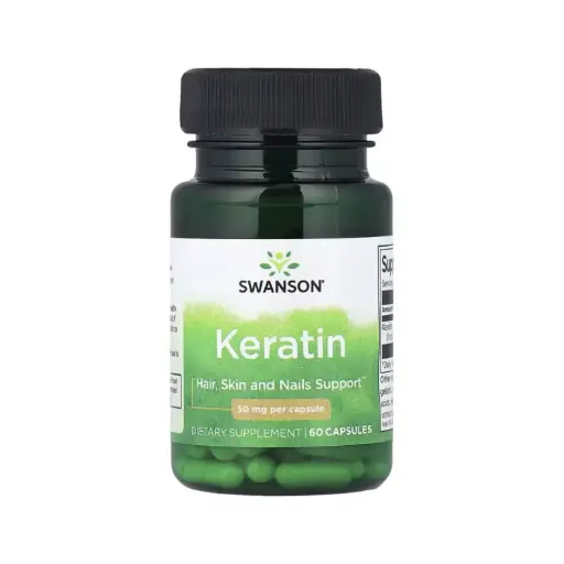 [087614115276] Swanson Queratina, Refuerzo Para El Cabello, La Piel Y Las Uñas 50 Mg, 60 Cápsulas 