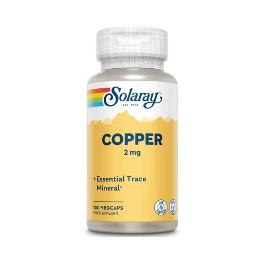 [076280459319] Solaray, Cobre 2 Mg 100 Cápsulas, Apoya al Equilibrio Mineral y Salud General