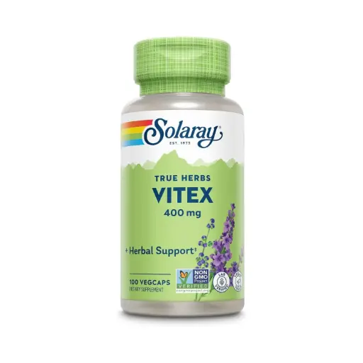[076280016451] Solaray, Vitex Sauzgatillo 400mg, 100 Capsulas Vegetales, Equilibrio Hormonal Femenino