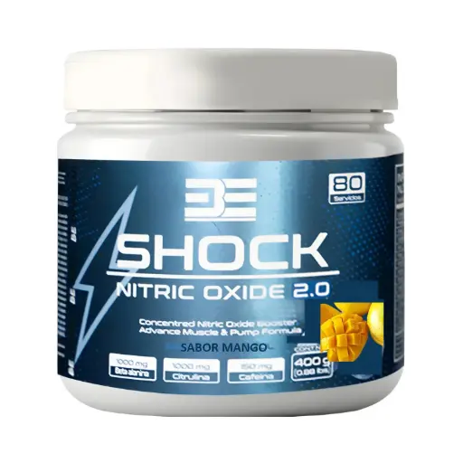 [0788115810294] Be Supplements, Be Shock Oxido Nitrico 2.0, Más Clembuterol, 400 g, 80 Servicios, Desarrollo de Resistencia
