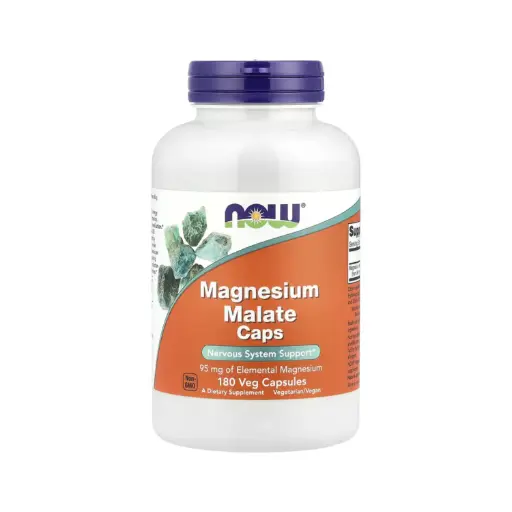 [733739013033] Now Foods Malato De Magnesio 95 Mg, Refuerzo Para El Sistema Nervioso 180 Cápsulas Vegetales