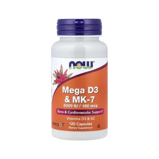 [733739003867] Now Foods Mega Vitamina D3 Y Mk-7, Promueve La Salud Ósea Y Cardiovascular 120 Cápsulas