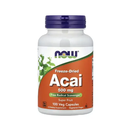 [733739033550] Now Foods Asaí Liofilizado 500 Mg , Fórmula Antioxidante 100 Cápsulas Vegetales