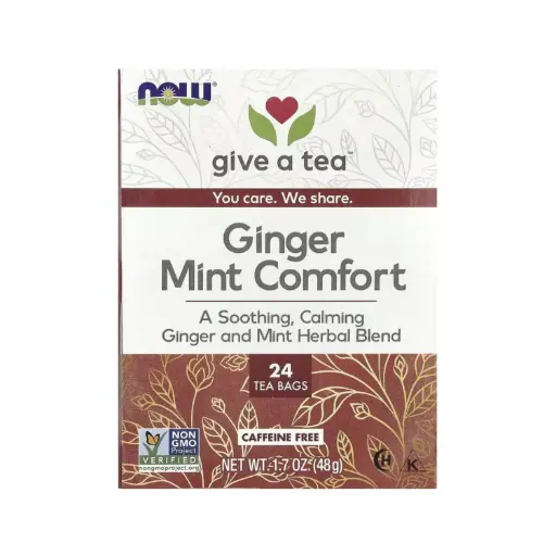 [733739042354] Now Foods Té Reconfortante De Jengibre Y Menta, Sin Cafeína, 24 Bolsitas De Té