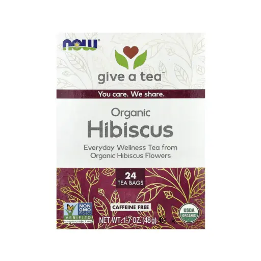[733739042385] Now Foods Té De Hibisco Orgánico, Sin Cafeína, 24 Bolsitas De Té, 48 G (1,7 Oz) 