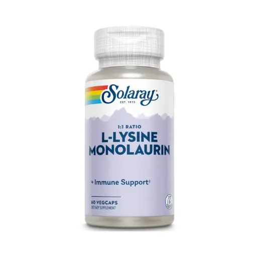 [076280352818] Solaray L-Lysine & Monolaurin, 60 Cápsulas Vegetales, Apoyo al Sistema Inmunológico y Bienestar Dérmico