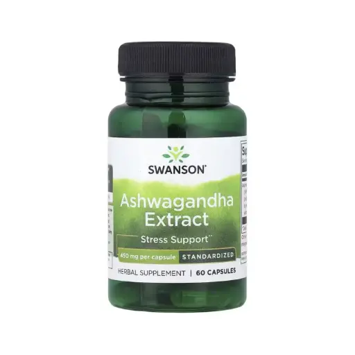 [087614142876] Swanson, Extracto de ashwagandha, estandarizado, Suplemento para el alivio del estrés, 450 mg, 60 cápsulas 