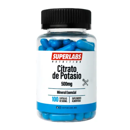 [7503045489050.] Superlabs Nutrition Citrato de Potasio 500 mg - 100 Caps |Equilibrio electrolítico | Mineral Esencial | Fórmula limpia sin aditivos | Suplemento alimenticio