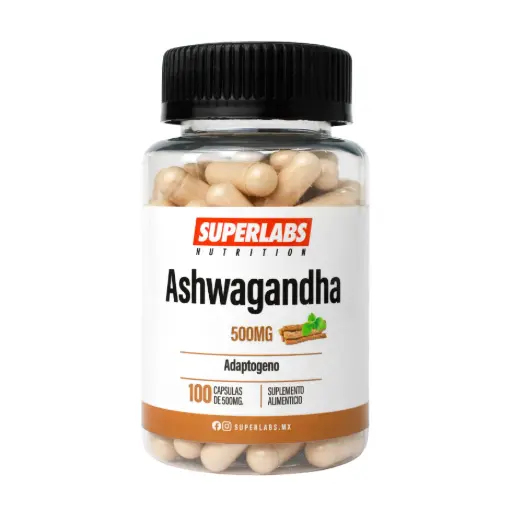 [7503045489159] Superlabs Nutrition Ashwagandha 500 mg - 100 Caps | Adaptógeno Natural | Equilibrio natural para cuerpo y mente  | Fórmula limpia sin aditivos | Suplemento alimenticio