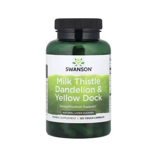 [087614117072] Swanson Cardo Mariano, Diente De León Y Muelle Amarillo, Promueve La Desintoxicación 120 Cápsulas 