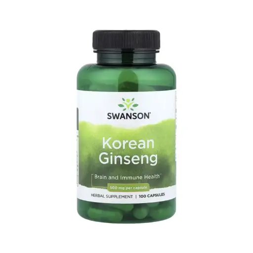 [087614019697] Swanson Ginseng Coreano, Salud Del Cerebro Y El Sistema Inmunitario, 500 Mg, 100 Cápsulas 