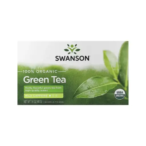 [087614240848] Swanson, Té Verde 100% Orgánico 20 Bolsitas De Té, 40 G (1,4 Oz) 