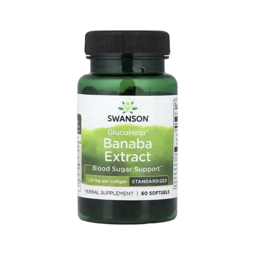 [087614026596] Swanson Glucohelp, Extracto De Banaba Estandarizado, Refuerzo Para La Glucemia, 1.33 Mg, 60 Cápsulas Blandas 