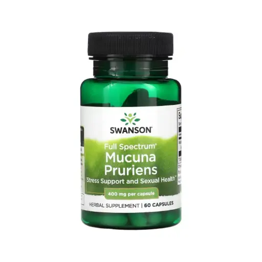 [087614115818] Swanson, Mucuna Pruriens De Espectro Completo, Refuerzo Para El Estrés Y Salud Sexual 400 Mg, 60 Cápsulas 