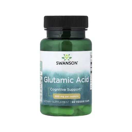 [087614116082] Swanson Ácido Glutámico, Apoyo Cognitivo 500 Mg, 60 Cápsulas Vegetales 
