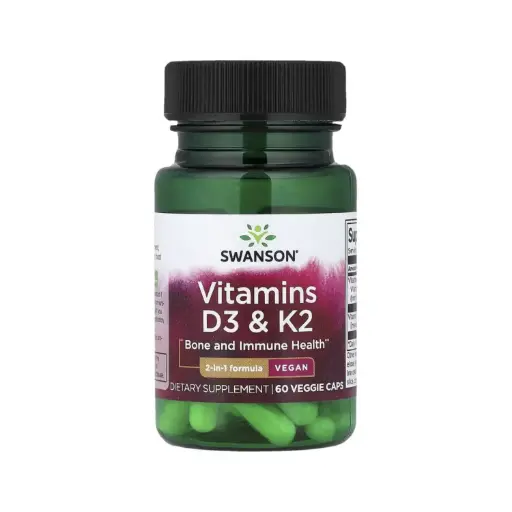 [087614118093] Swanson Vitaminas D3 Y K2, Salud Ósea E Inmunitaria 60 Cápsulas Vegetales 