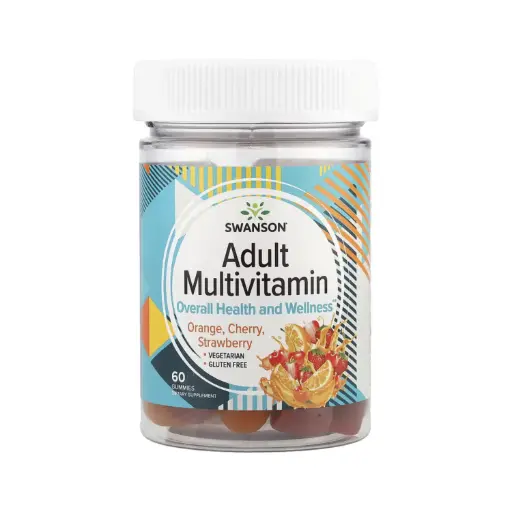 [087614118581] Swanson Gomitas Multivitamínicas Para Adultos, Naranja, Cereza, Fresa, Salud Y Bienestar Generales, 60 Gomitas