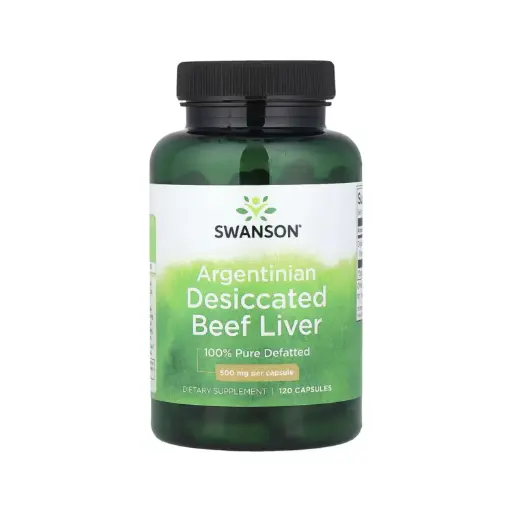 [087614111988] Swanson Hígado De Res Argentino Desecado, Fuente Natural De Hierro 500 Mg, 120 Cápsulas