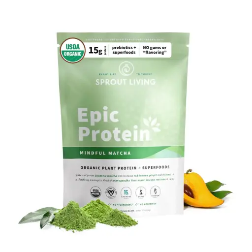 [852457007985] Sprout Living Epic Protein Mindful Matcha 0.7 Libras, Energía Calma y Enfoque Mental con Adaptógenos