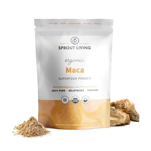 [852457007947] Sprout Living Gelatinized Maca Powder 1 Libra, Energía Natural y Equilibrio Hormonal