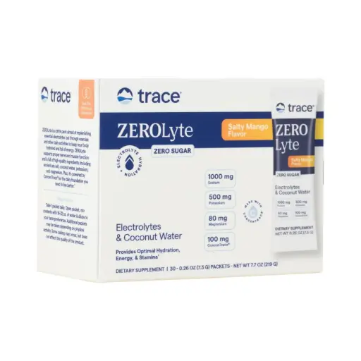 [878941008795] Trace Minerals Zerolyte Mezcla de Bebida en Polvo de Electrolitos Sin Azúcar Hidratación, Inmunidad y Energía Mango Salado