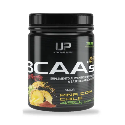 [632726456399] UP BCAA en polvo 450g 37 Servicios Sabor Piña con Chile Suplemento de aminoacidos