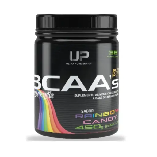 [632726456467] UP BCAA en polvo 450g 37 Servicios Sabor Rainbow Candy Suplemento de aminoacidos