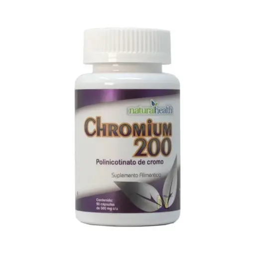 [7501853800463] Natural Health Chromium 200 Polinicotinato De Cromo 500mg, 90 Cápsulas