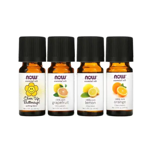 [733739076540] Now Foods Solutions Ponga Un Poco De Energía En Sus Pasos Kit De Aceites Esenciales Revitalizantes Para Aromaterapia 4 Frascos 10 Ml (1,3 Oz. Líq.) Cada Uno