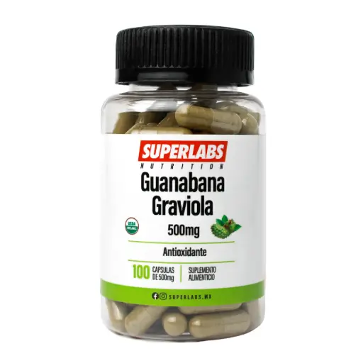 [7503045489180] Superlabs Nutrition Guanabana Graviola 500 mg - 100 Caps | Bienestar general | Antioxidante natural | Fórmula limpia sin aditivos | Suplemento alimenticio