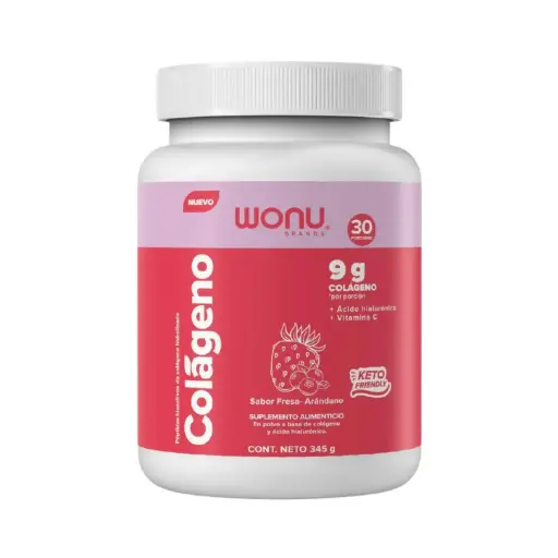 [7503028029761] Wonu Colágeno En Polvo De 345g 30 Servicios Sabor Fresa Arándano
