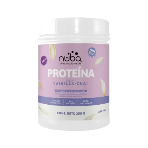 [7503039685598] Nuba Proteína De 250g 9 Servicios Con Colágeno, Vitaminas Y Acido Hialurónico Sabor Vainilla-Chai
