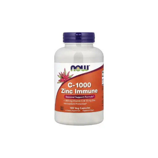 [733739006950] Now Foods C-1000 Zinc Immune, Fórmula De Refuerzo Estacional, Protección Antioxidante 180 Cápsulas Vegetales 
