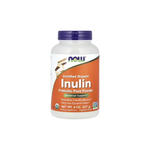[733739029447] Now Foods Inulina Orgánica Certificada Suplemento Prebiótico Puro En Polvo 227 G (8 Oz) Refuerzo Intestinal 