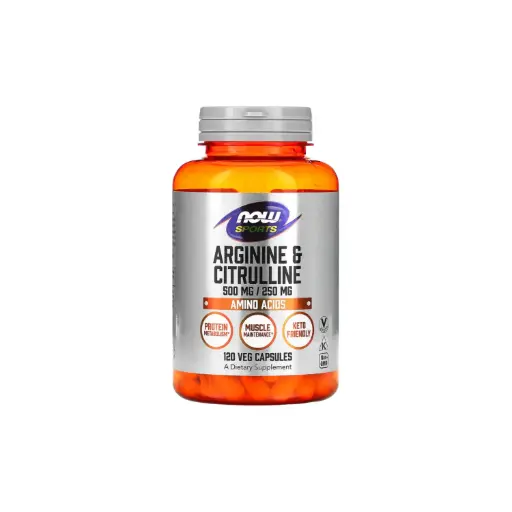 [733739000378] Now Foods Sports Arginina Y Citrulina Aminoácidos, 120 Cápsulas Vegetales 