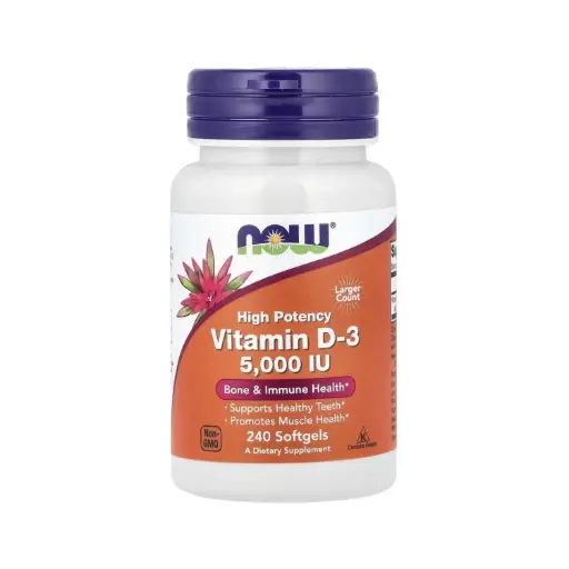[733739003737] Now Foods Vitamina D3, Alta Potencia 5000 IU, Salud De Los Huesos Y El Sistema Inmunitario 240 Cápsulas Blandas 