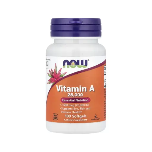 [733739003409] Now Foods Vitamina A 7500 Mcg (25.000 Ui), Refuerza La Salud De Los Ojos, La Piel Y El Sistema Inmunitario 100 Cápsulas Blandas 
