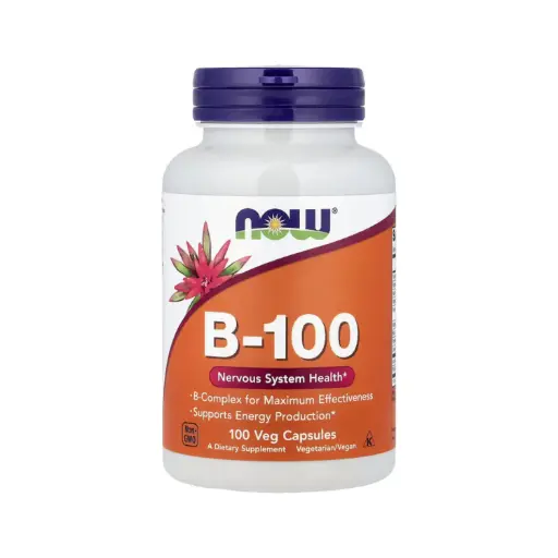 [733739004369] Now Foods B-100 Contiene Complejo B Para Una Máxima Eficacia, Promueve La Salud Del Sistema Nervioso Y Favorece La Producción De Energía 100 Cápsulas Vegetales 