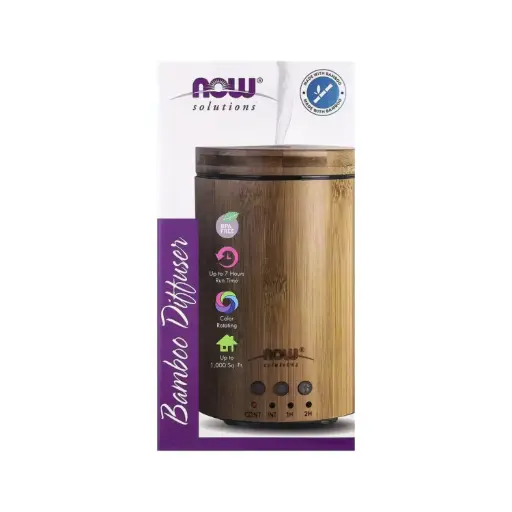 [733739075215] Now Foods Difusor Ultrasónico De Aceite De Bambú Real, Libre De Bpa