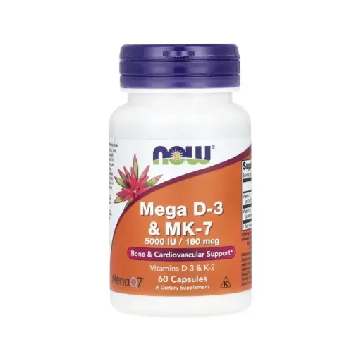 [733739003843] Now Foods Mega Vitamina D3 Y MK-7, Promueve La Salud Ósea Y Cardiovascular 60 Cápsulas